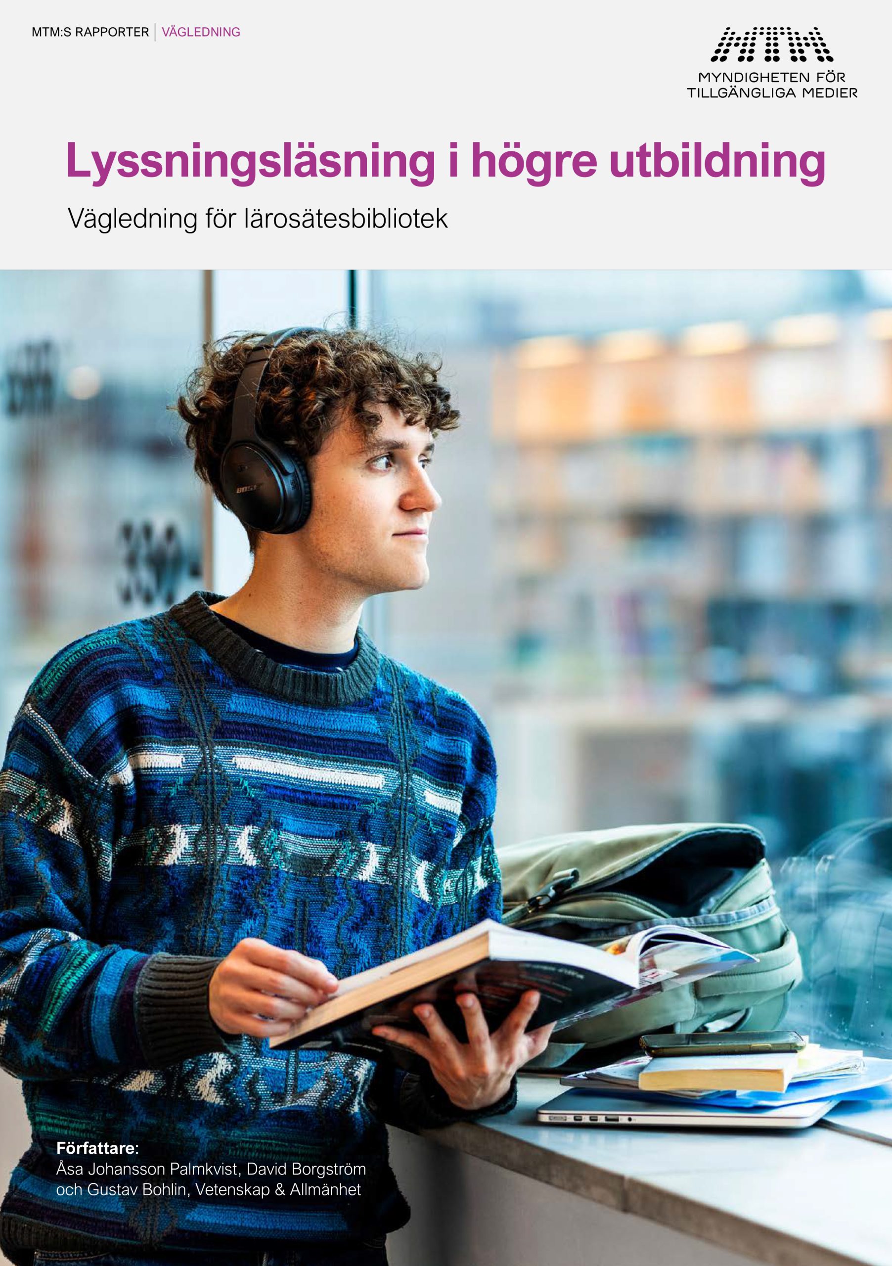Omslaget till rapporten Lyssningsläsning i högre utbildning. Vägledning.
