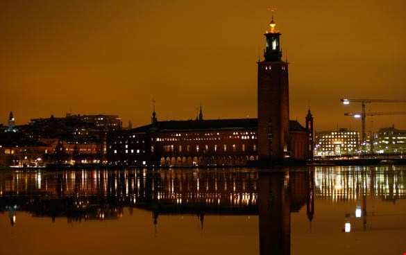 Picture of Stockholm city hall in the evening