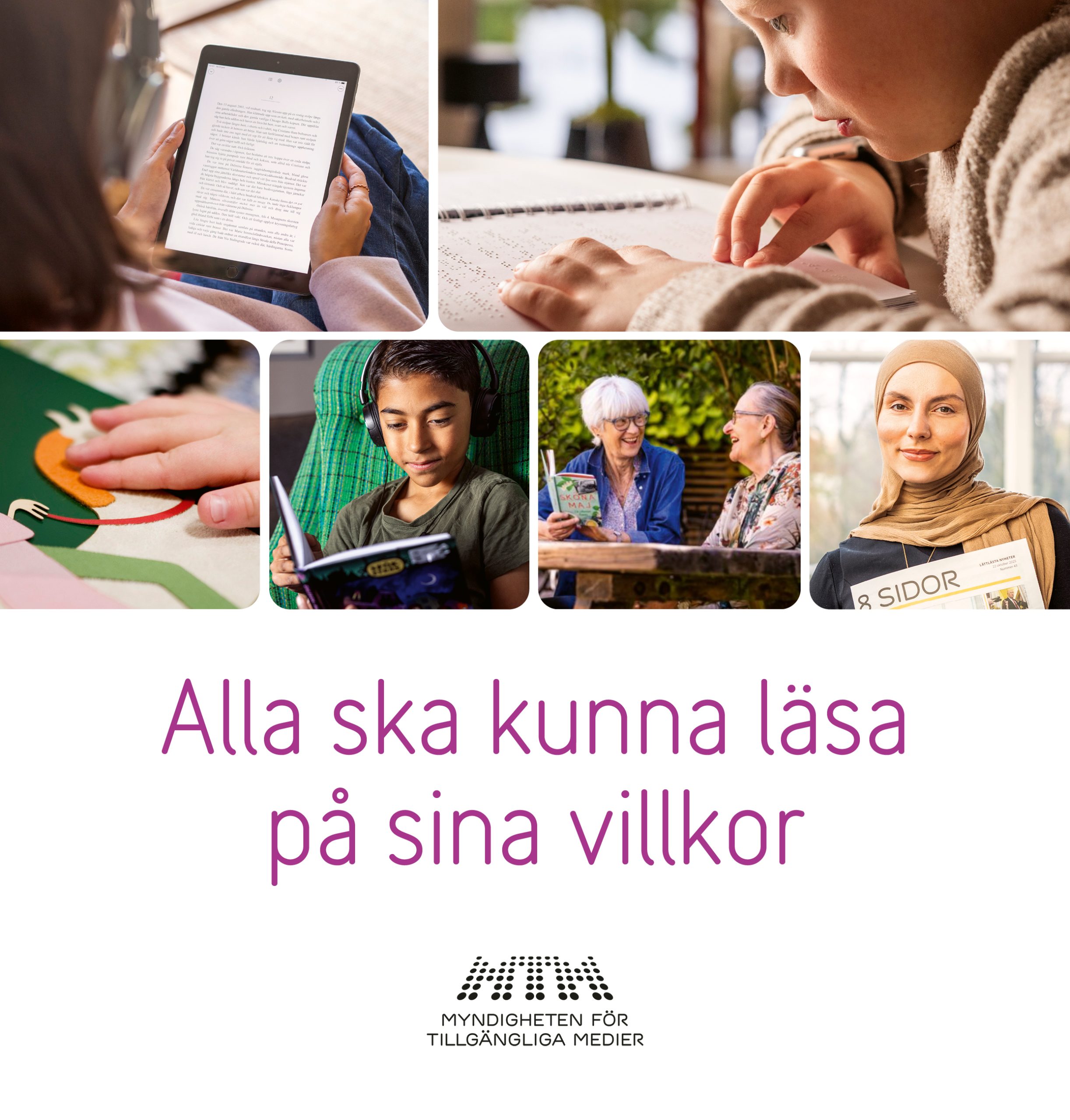 Omslag till broschyren Alla ska kunna läsa på sina villkor