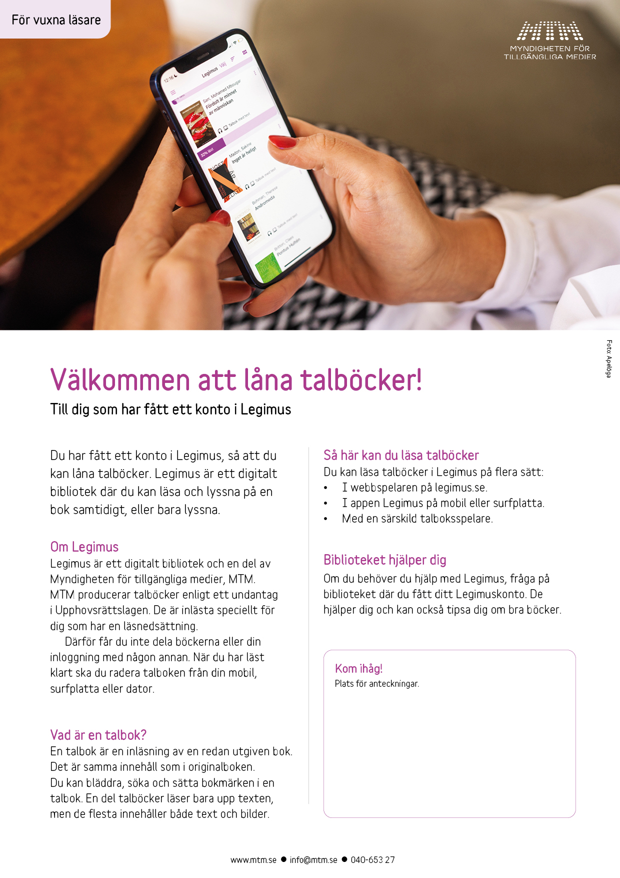 Faktabladet Välkommen att läsa talböcker