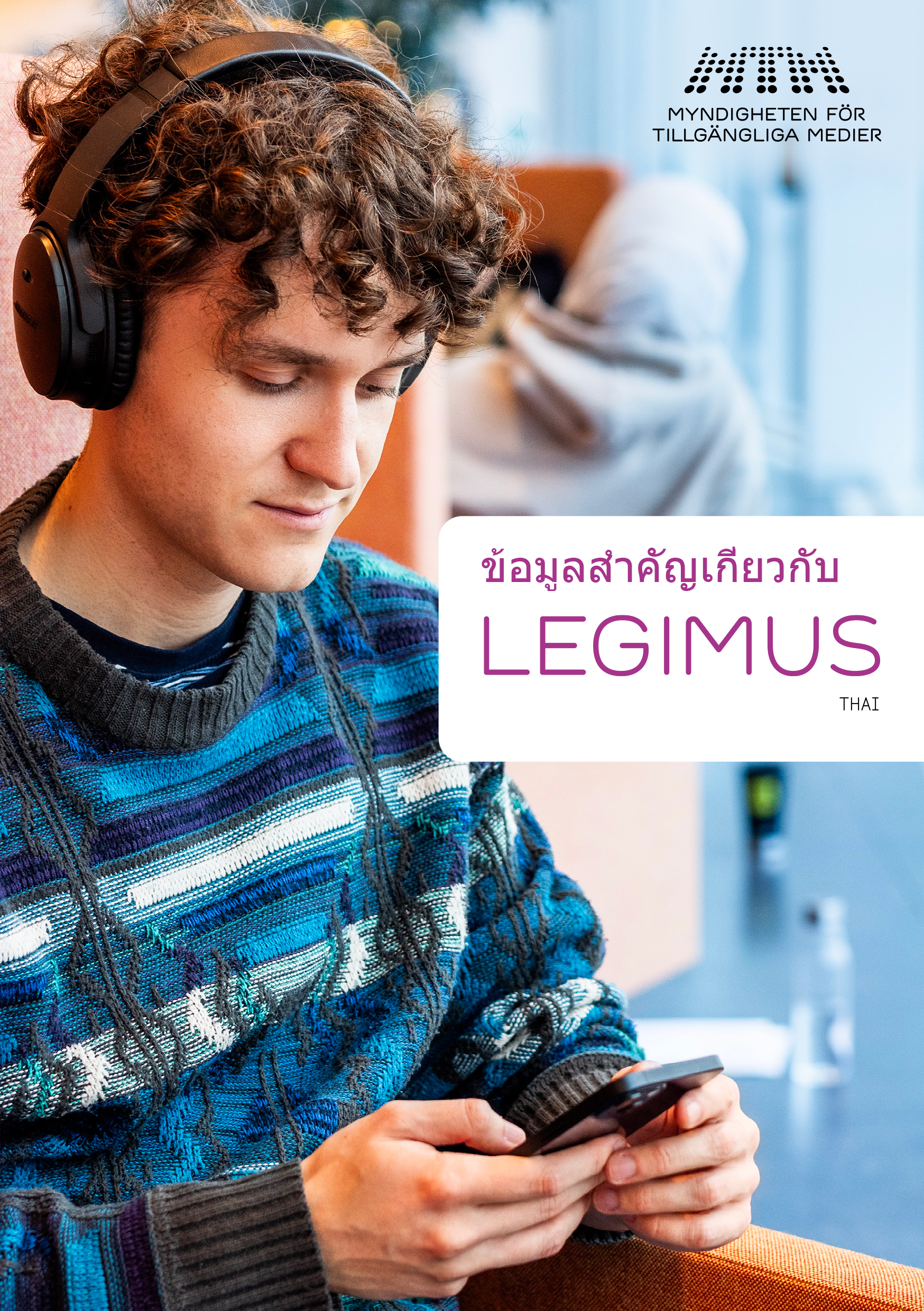 Omslag till flyern Viktigt att veta om Legimus på språket Thai.