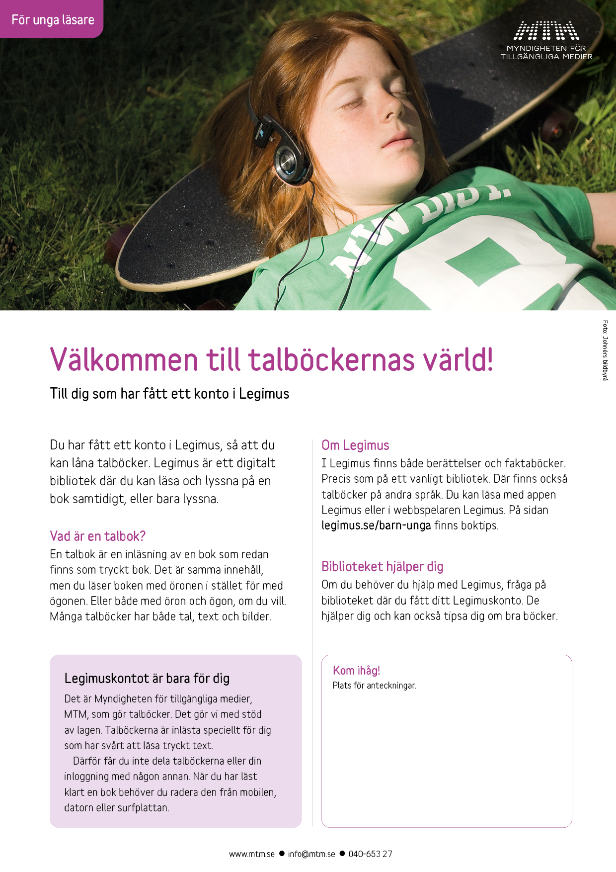Faktabladet Välkommen till talböckernas värld UNG