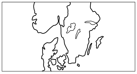 Karta över södra Sverige. Illustration