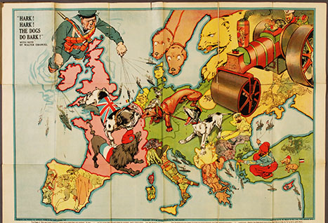 En karta som beskriver världen före och efter första världskriget.