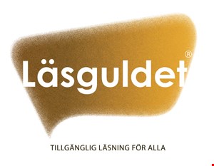 Läsguldets logotyp med guldig bakgrund.